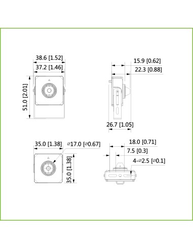 Minicámara IP H265 Pinhole 4M DN WDR...