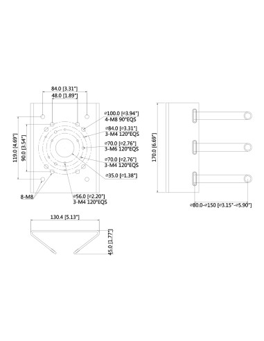 Adaptador a poste para PFBx PFAx
